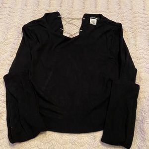 Fashion Nova Polyester Black Crop Top with Sequins Cross Back